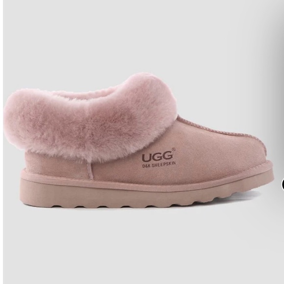 UGG Other - UGG Pink Sheepskin Plush Collar Slip-On Slipper